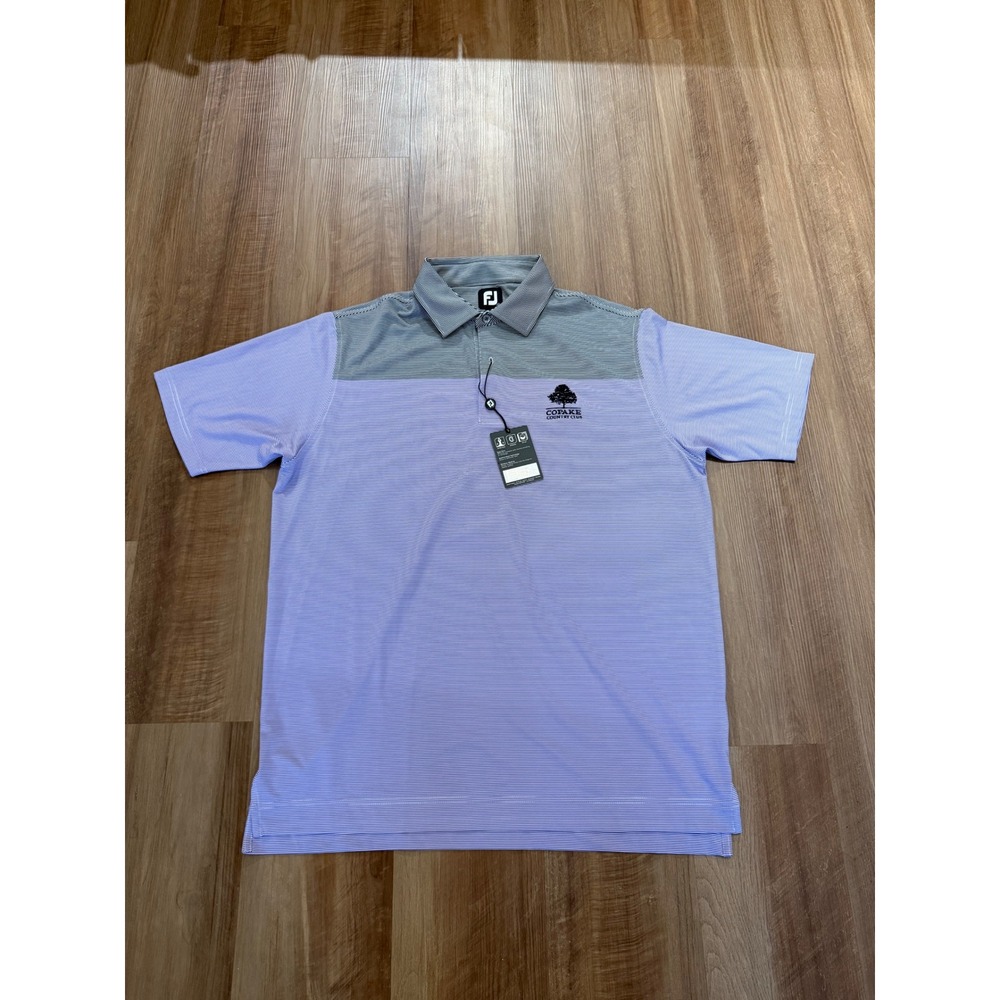 FootJoy Golf Polo Mens Large Purple Striped Copake Country Club 28459 NWT